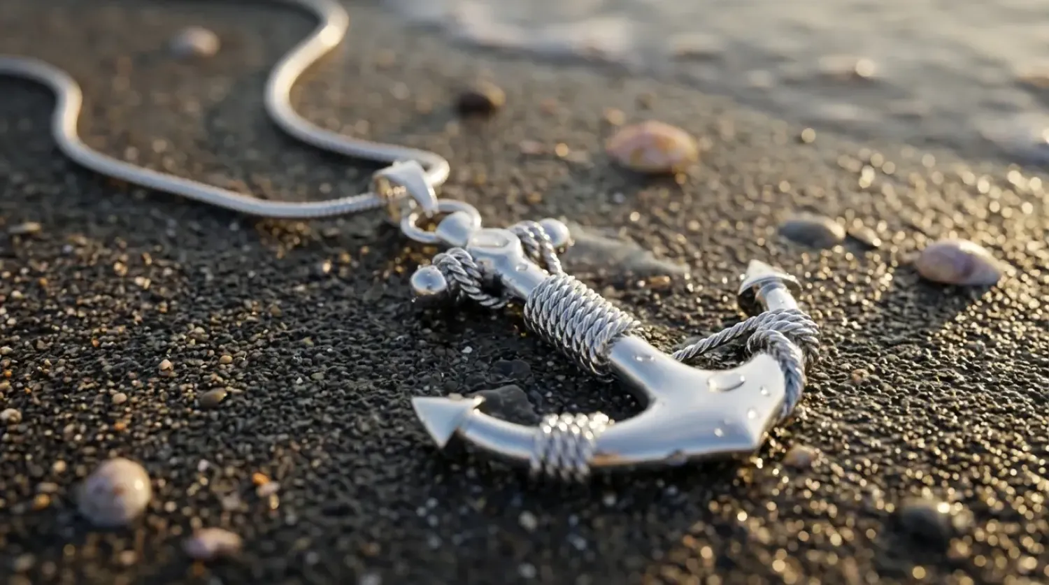 Halskette Calypso 925 Sterling Silber mit Anker Anhänger